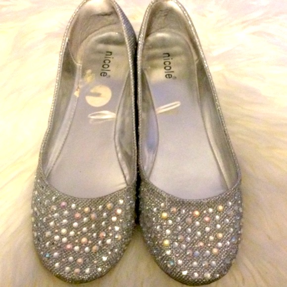 Nicole Silver Beaded Flats